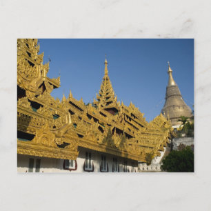 Asien, Myanmar, Yangon. Goldene Stupa von Shwedago Postkarte