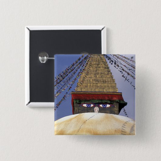 Asien, Nepal, Kathmandu. Boudhanath Stupa.2 Button (Vorne & Hinten)