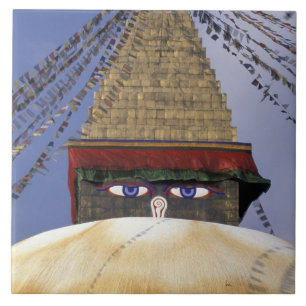 Asien, Nepal, Kathmandu. Boudhanath Stupa.2 Fliese