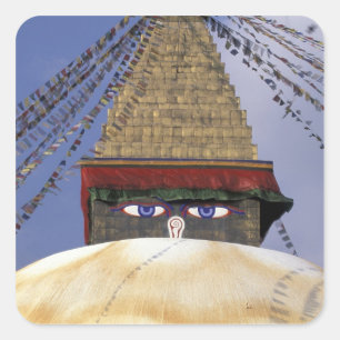 Asien, Nepal, Kathmandu. Boudhanath Stupa.2 Quadratischer Aufkleber
