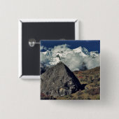 Asien, Nepal, Sagarmatha NP. Buddhistisches Gebet Button (Vorne & Hinten)