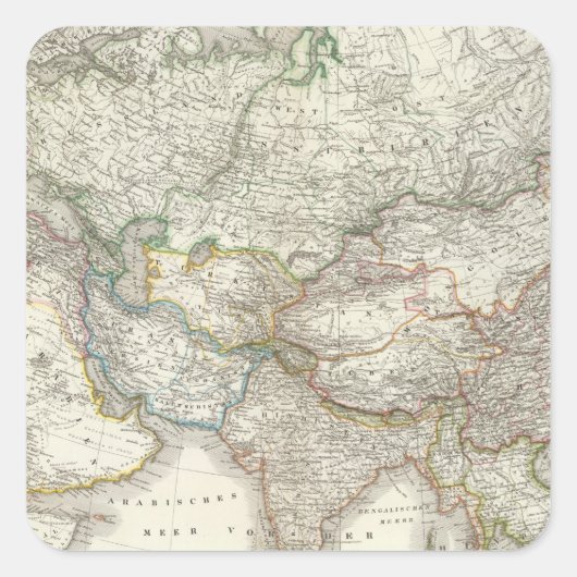 Asien Quadratischer Aufkleber (Vorderseite)