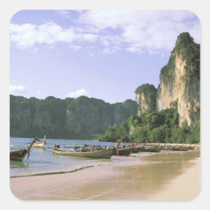 Asien, Thailand, Krabi. West Railay Beach, lang Quadratischer Aufkleber