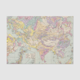 Asien u Europa - Atlas-Karte von Asien und von Seidenpapier