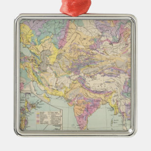 Asien u Europa - Atlas-Karte von Asien und von Silbernes Ornament