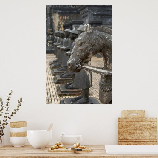 Asien, Vietnam. Figuren und Pferdestatuen Poster (Küche)