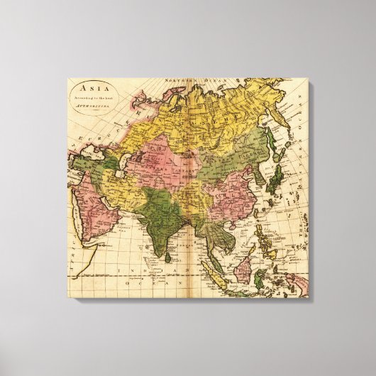 AsienPanoramakarte Asien 7 Leinwanddruck (Vorderseite)