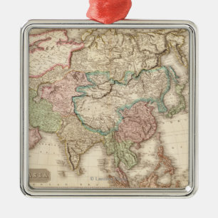 AsienPanoramakarteAsien 12 Silbernes Ornament