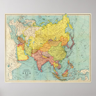 AsienPanoramakarteAsien 6 Poster
