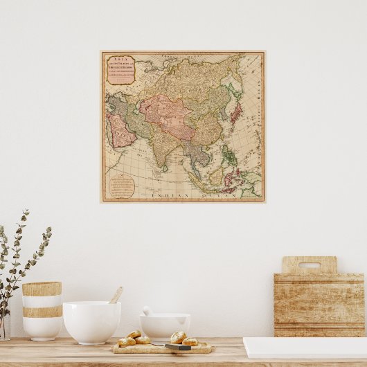 AsienPanoramakarteAsien 8 Poster (Küche)