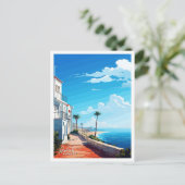 Asilah Marokko Kunstreise Vintage Darstellung Postkarte (Stehend Vorderseite)