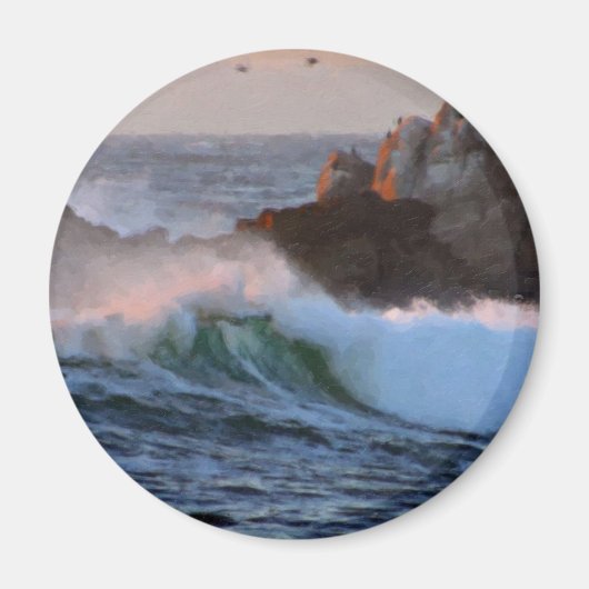 Asilomar Beach Wave Big Sur Kalifornien gestrichen Magnet (Vorne)