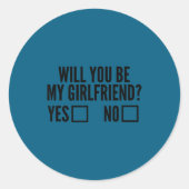 Ask Her Will You Be My Girlfriend Valentine's Day  Runder Aufkleber (Vorderseite)