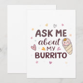 Ask Me About My Burrito Cute Baby Art Einladung (Vorne/Hinten)