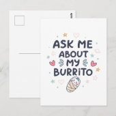 Ask Me About My Burrito Cute Baby Art Postkarte (Vorne/Hinten)