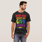 Ask Me About My Gay Agenda Cute LGBTQ Pride Flag T-Shirt (Vorne ganz)