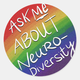 Ask Me About Neurodiversity Runder Aufkleber