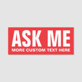Ask me button with extra text - red and white (Vorderseite)