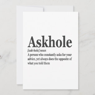 Askhole Definition Lustiger Gag Wörterbuch Erwachs Einladung