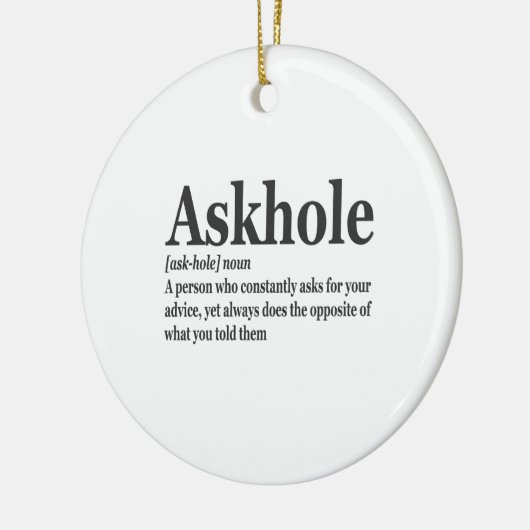 Askhole Definition Unglaublich witzig Gag Wörterbu Keramik Ornament (Links)