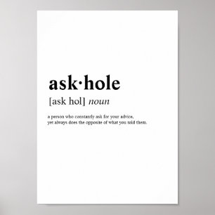 Askhole - Wörterbuchbedeutung Poster