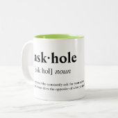 Askhole - Wörterbuchbedeutung Zweifarbige Tasse (Vorderseite Links)