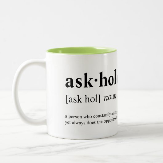 Askhole - Wörterbuchbedeutung Zweifarbige Tasse (Links)