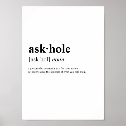 Askhole - Wörterbuchbegriff Poster (Vorne)