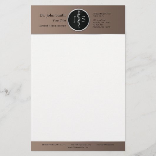 Asklepius Medical Classy Noble Silver Briefpapier (Vorderseite)