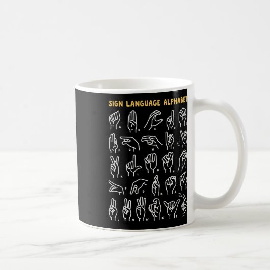 Asl Abc American Sign Language Alphabet Retro Deaf Kaffeetasse (Rechts)