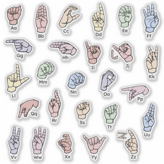 ASL ABC Sticker – Bright & Educational Sticker (Vorderseite)