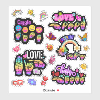 ASL Affirmation Stickers – Love, Laugh, Celebrate Aufkleber
