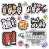 ASL Affirmation Stickers – Voice, Kindness, Power Aufkleber (Vorderseite)