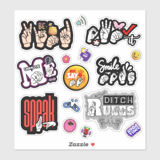 ASL Affirmation Stickers – Voice, Kindness, Power Aufkleber (Blatt)