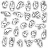 ASL Alphabet ABC Individuelle Handzeichen Aufkleber (Vorderseite)
