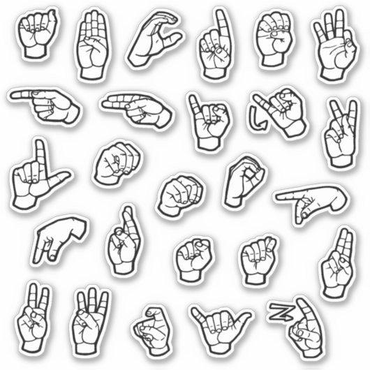 ASL Alphabet ABC Individuelle Handzeichen Aufkleber (Vorderseite)