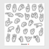ASL Alphabet ABC Individuelle Handzeichen Aufkleber (Blatt)