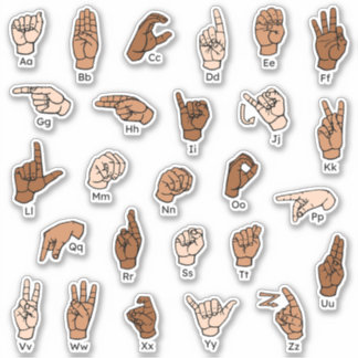ASL Alphabet ABC Skin Tones Handzeichen Aufkleber