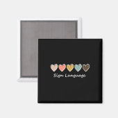 ASL Alphabet American ASL Teacher Sing Language Magnet (Vorderseite/Rückseite)