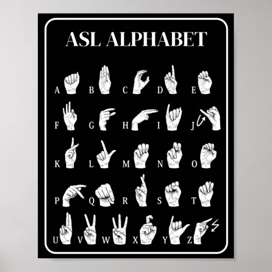 ASL-Alphabet-Handzeichen A-Z Poster (Vorne)