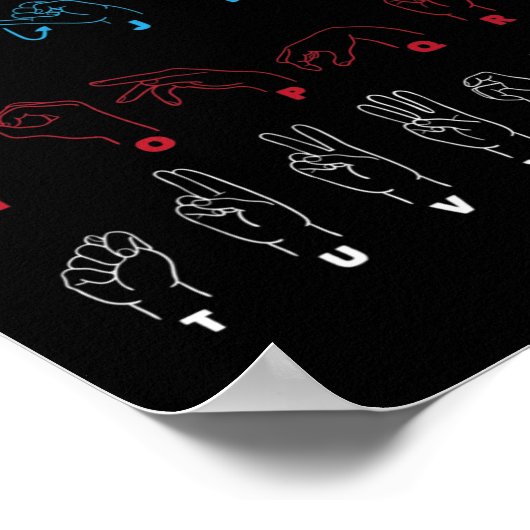 ASL Alphabet Teacher American Sing Language ASL Ch Poster (Ecke)