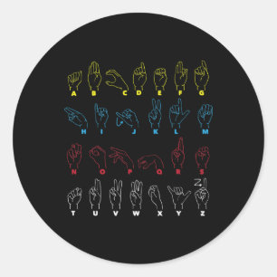 ASL Alphabet Teacher American Sing Language ASL Ch Runder Aufkleber