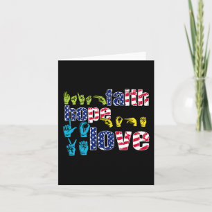 ASL American Sign Language 4. Juli Faith Hope Karte