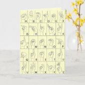 ASL American Sign Language A to Z Alphabet Card Karte (Gelbe Blume)