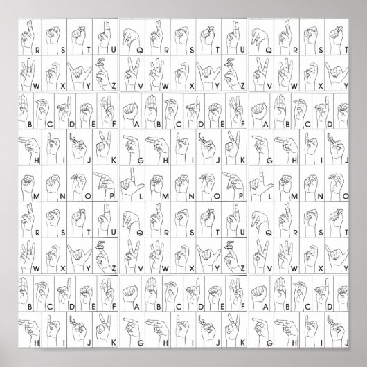 ASL American Sign Language Alphabet A bis Z Buchst Poster (Vorne)