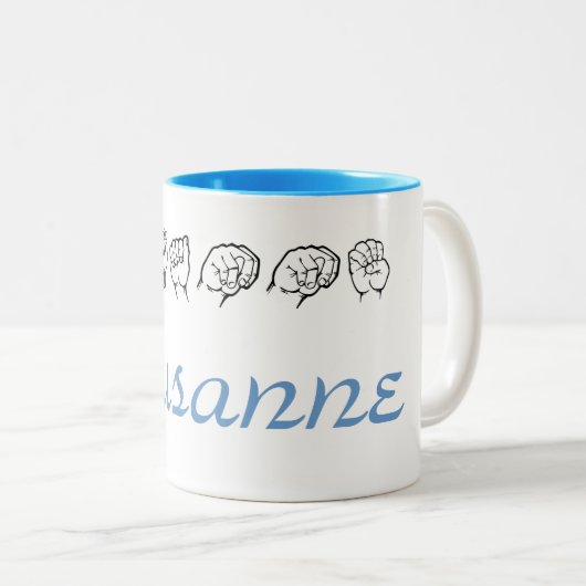 ASL American Sign Language Finger geschrieben Susa Zweifarbige Tasse (VorderseiteRechts)