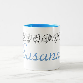 ASL American Sign Language Finger geschrieben Susa Zweifarbige Tasse