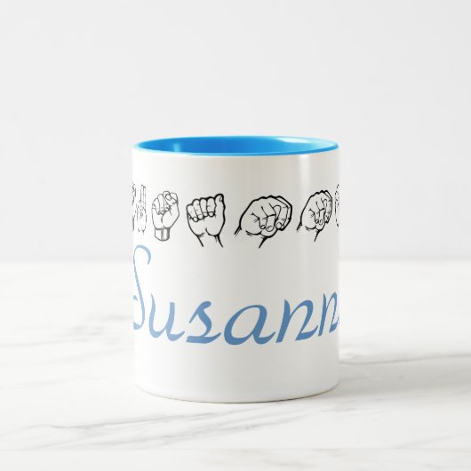 ASL American Sign Language Finger geschrieben Susa Zweifarbige Tasse (Mittel)