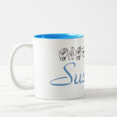 ASL American Sign Language Finger geschrieben Susa Zweifarbige Tasse (Links)
