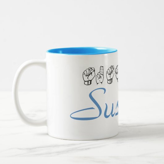 ASL American Sign Language Finger geschrieben Susa Zweifarbige Tasse (Links)